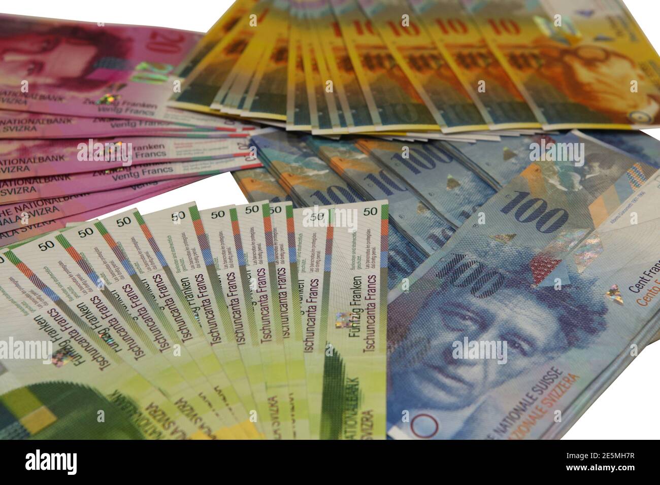 Geldscheine der Schweiz / Banknoten Schweizer Franken / Swiss Money Stock Photo