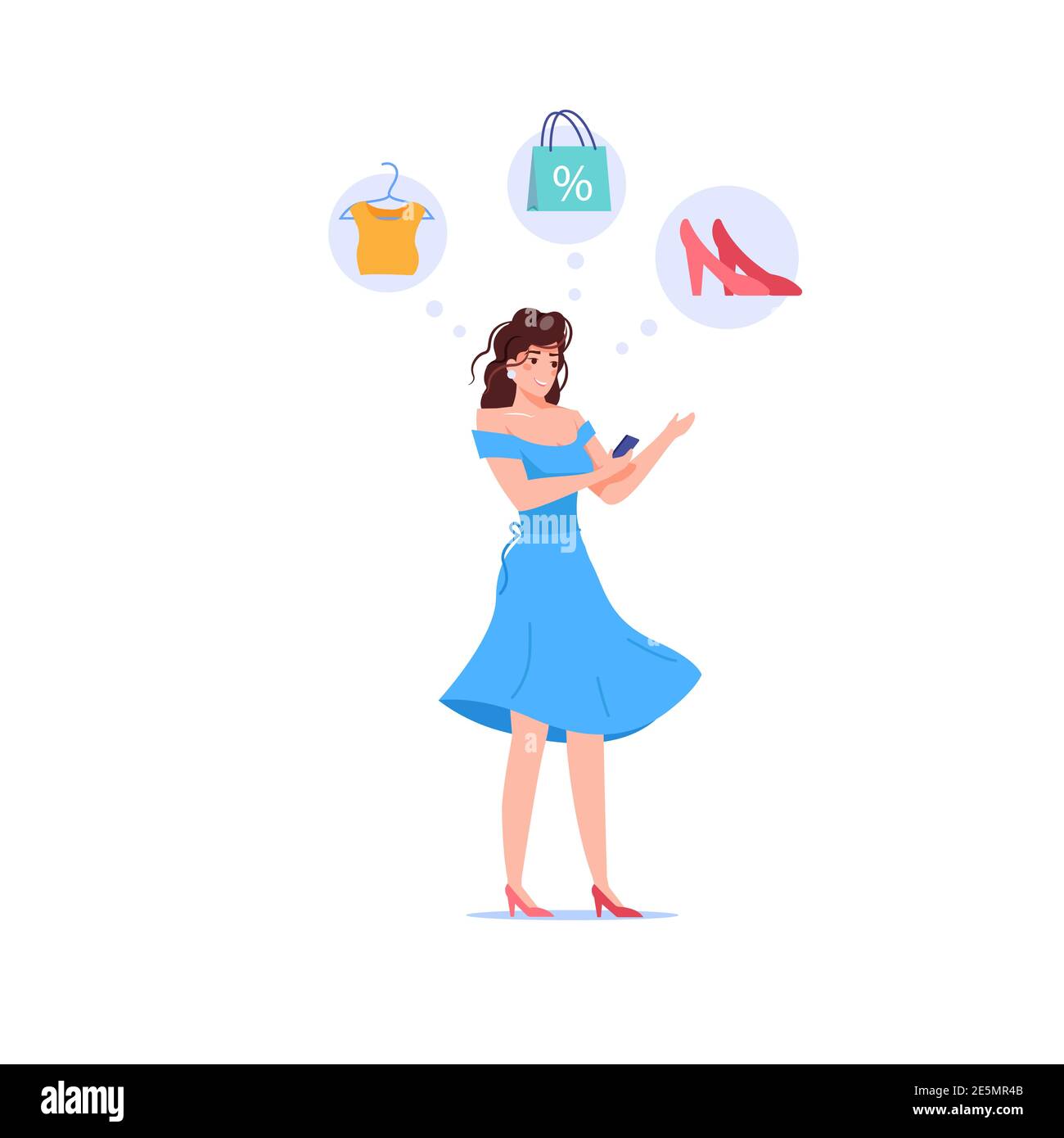Buy Less Cartoon Flat cartoon character think about shopping sale discounts,vector ...