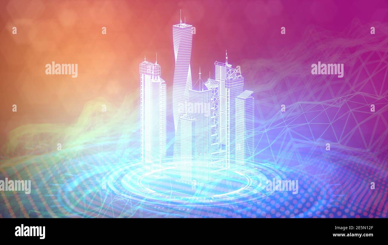 cg 3d illustration of industry, poligonal urban district rendered Stock ...