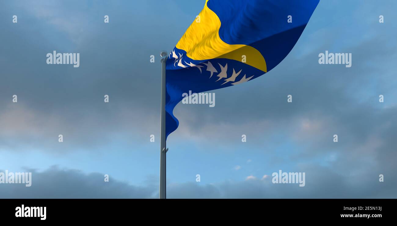 3d rendering of the national flag of the Bosnia and Herzegovina Stock ...