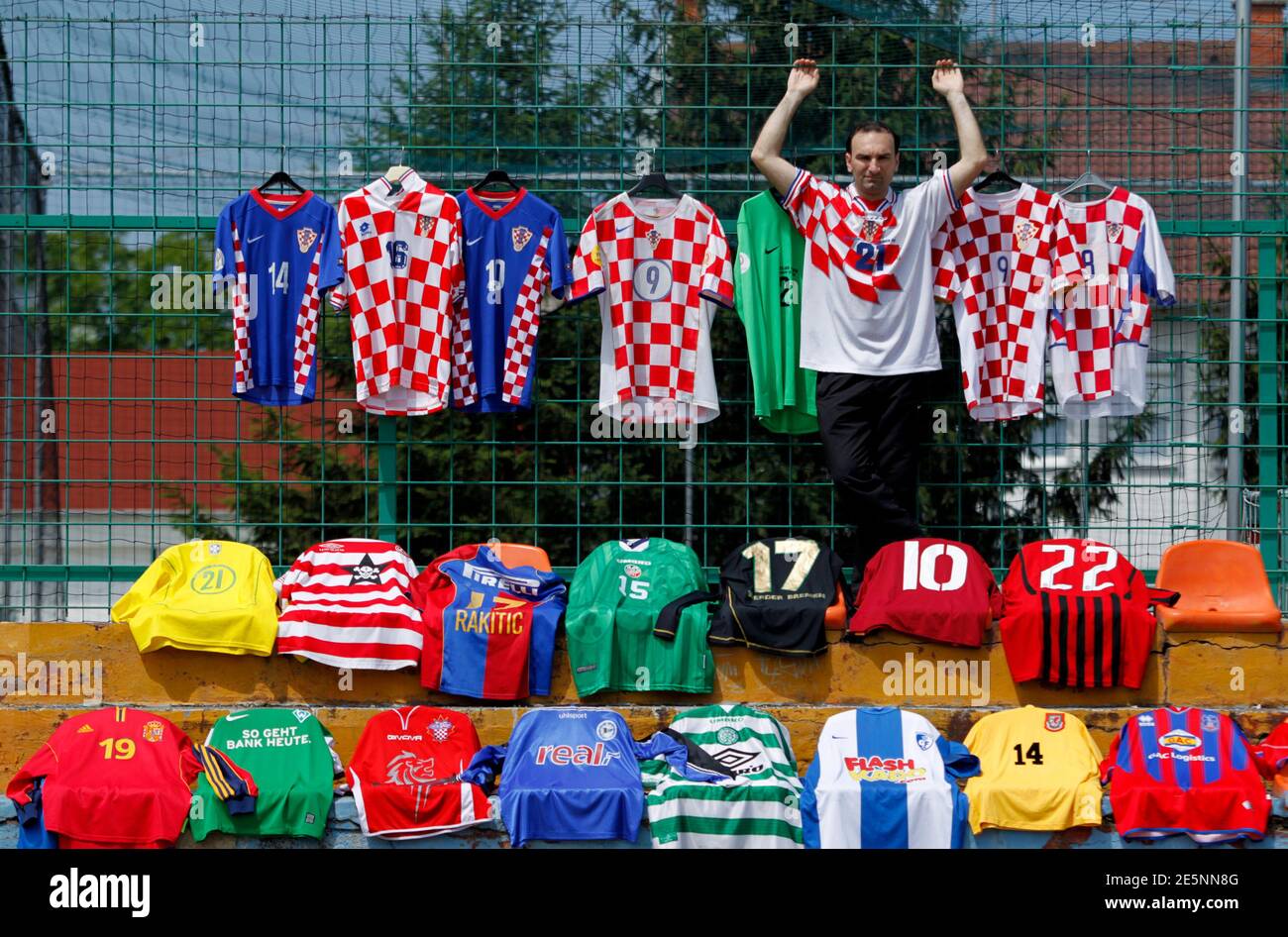 Josip Kovacevic Vjere, 36, poses for a picture in a Croatian national  soccer jersey, from the 1998 FIFA World Cup France, in Osijek, east Croatia,  May 31, 2012. Vjere has been collecting