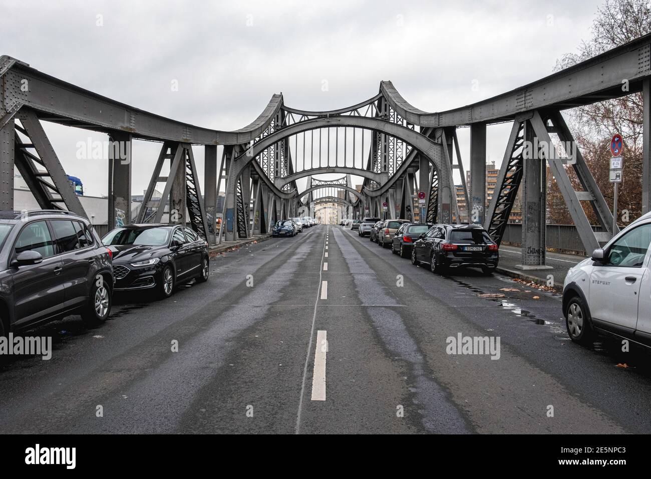 Swinemünde Bridge built 1902-05,228 meter long riveted steel framework structure by architect Bruno Möhring & engineer Friedrich Krause Berlin,Germany Stock Photo