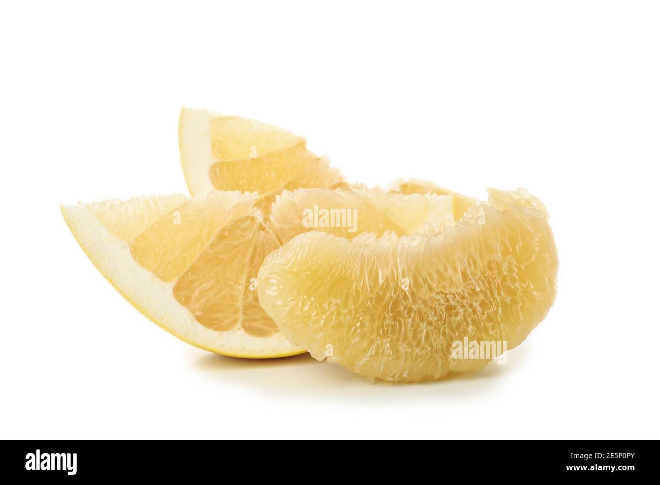 Pomelo fruit slices isolated on white background Stock Photo