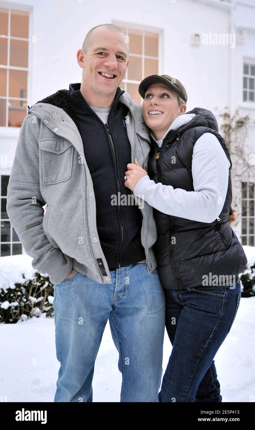 Britain's Zara Phillips and her fiance Mike Tindall pose for photographs at  their home in Gloucestershire, south west England December 21, 2010.  Phillips, the granddaughter of Queen Elizabeth, is to marry rugby