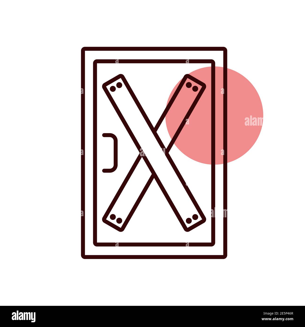 Boarded up door vector icon, installing boards on the door to prevent unauthorized access, or abandoned. Demonstration, protest, strike, revolution Stock Vector