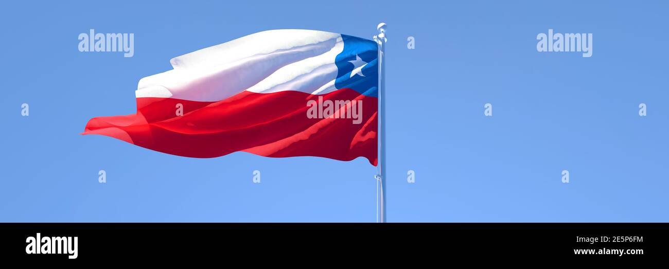 3D rendering of the national flag of Chile waving in the wind Stock ...