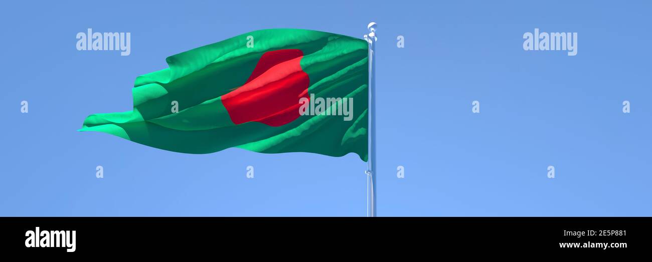 3D rendering of the national flag of Bangladesh waving in the wind ...