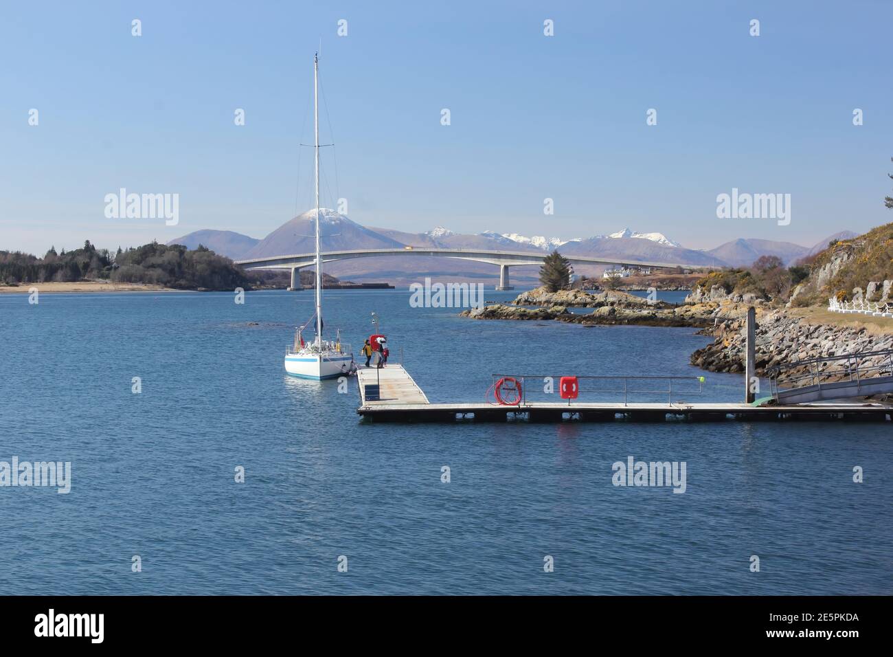 The bridge to The Isle of Skye from the Kyle of Lochalsh. Stock Photo