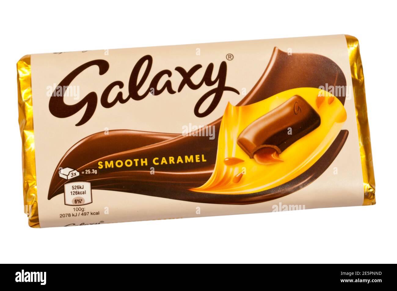 Bar of Galaxy Smooth Caramel Chocolate Stock Photo