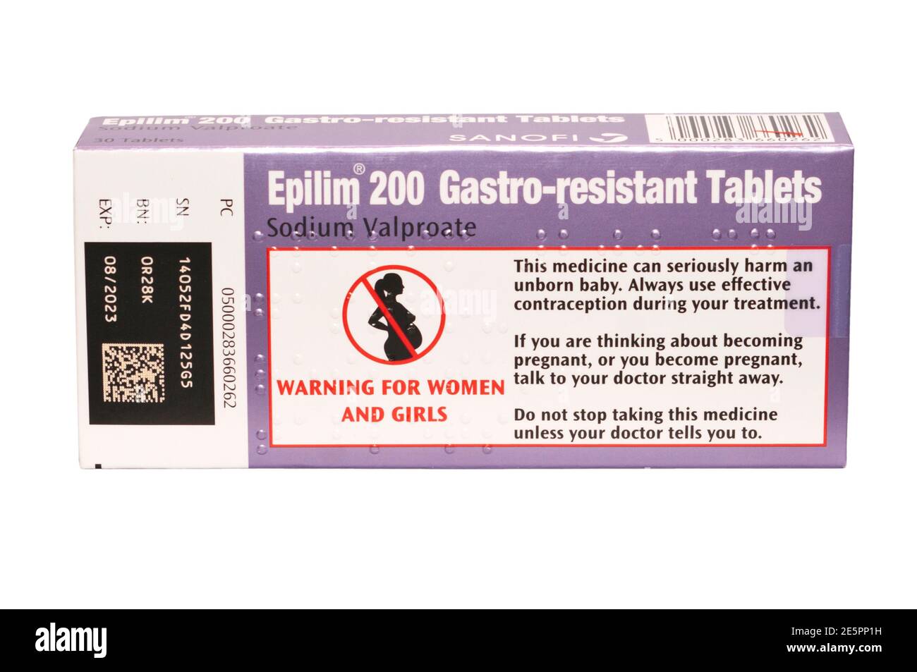 Epilim 200 Gastro Resistant Sodium Valproate Tablets Stock Photo
