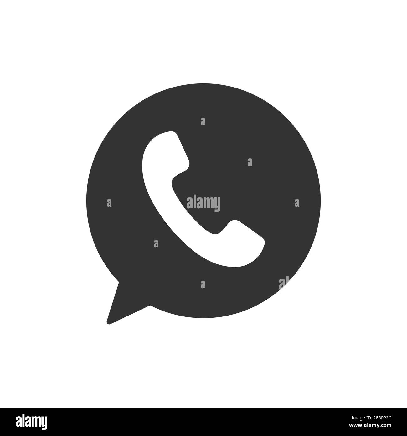 Phone and bubble icon. Black silhouette chat with handset. Message symbol. Vector isolated on white. Stock Vector
