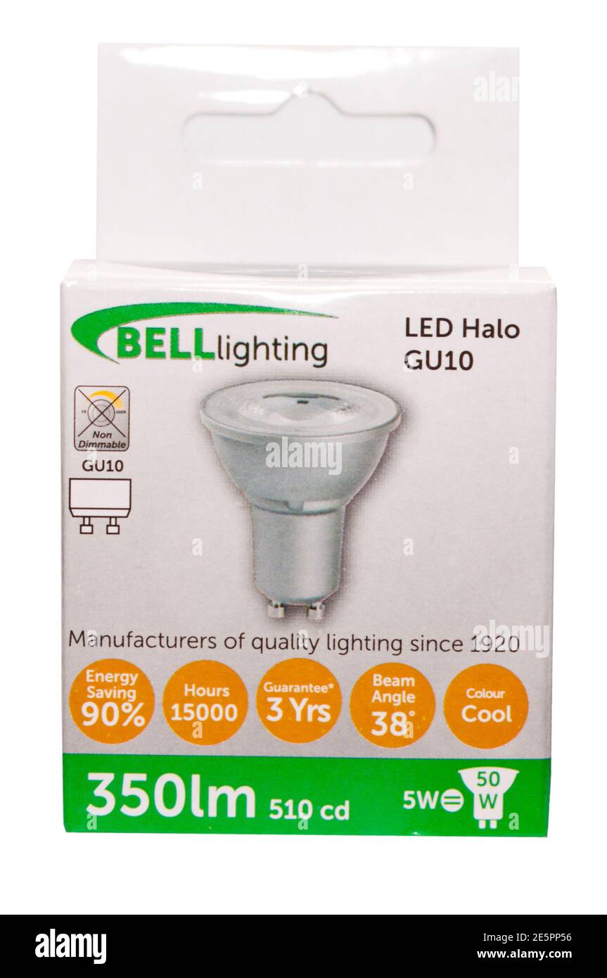 Bell Lighting LED Halo GU10 Energy Saving Lightbulb Stock Photo