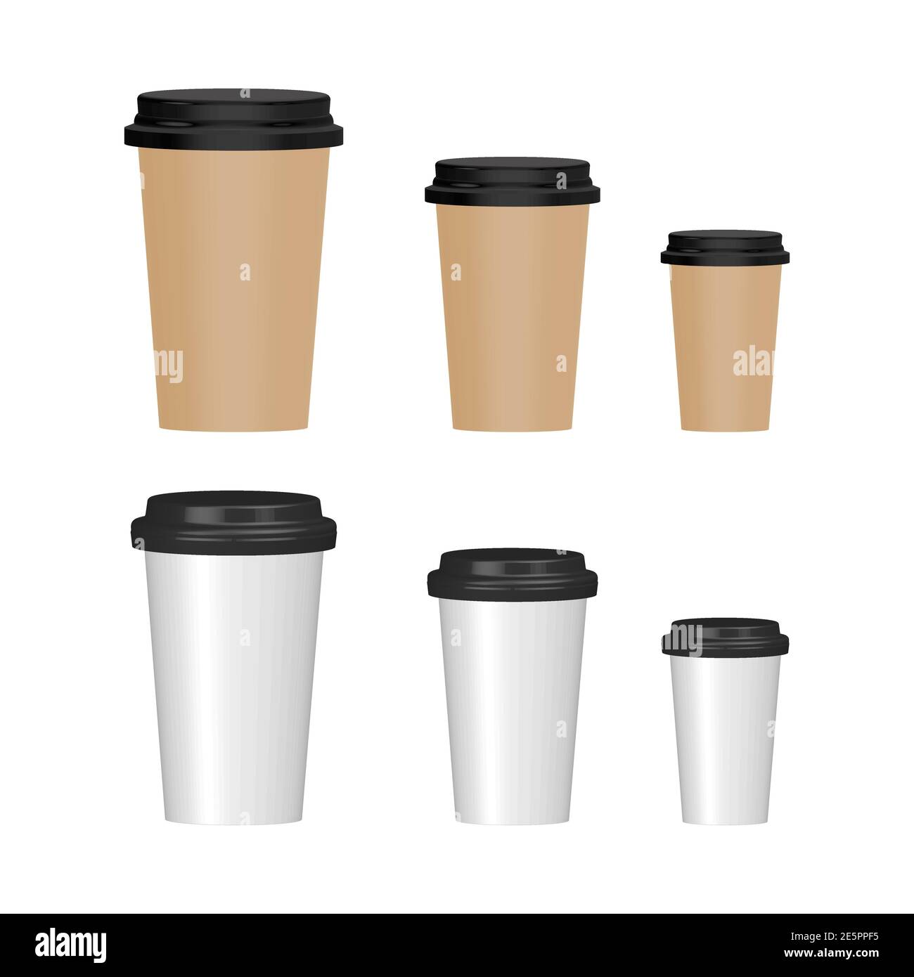 Vector realistic paper coffee cup isolated on white background. 3d plastic blank  cup mockup for cafe, shop, restaurant brand identity design, drink,  lemonade, fresh juice 10 eps Stock Vector