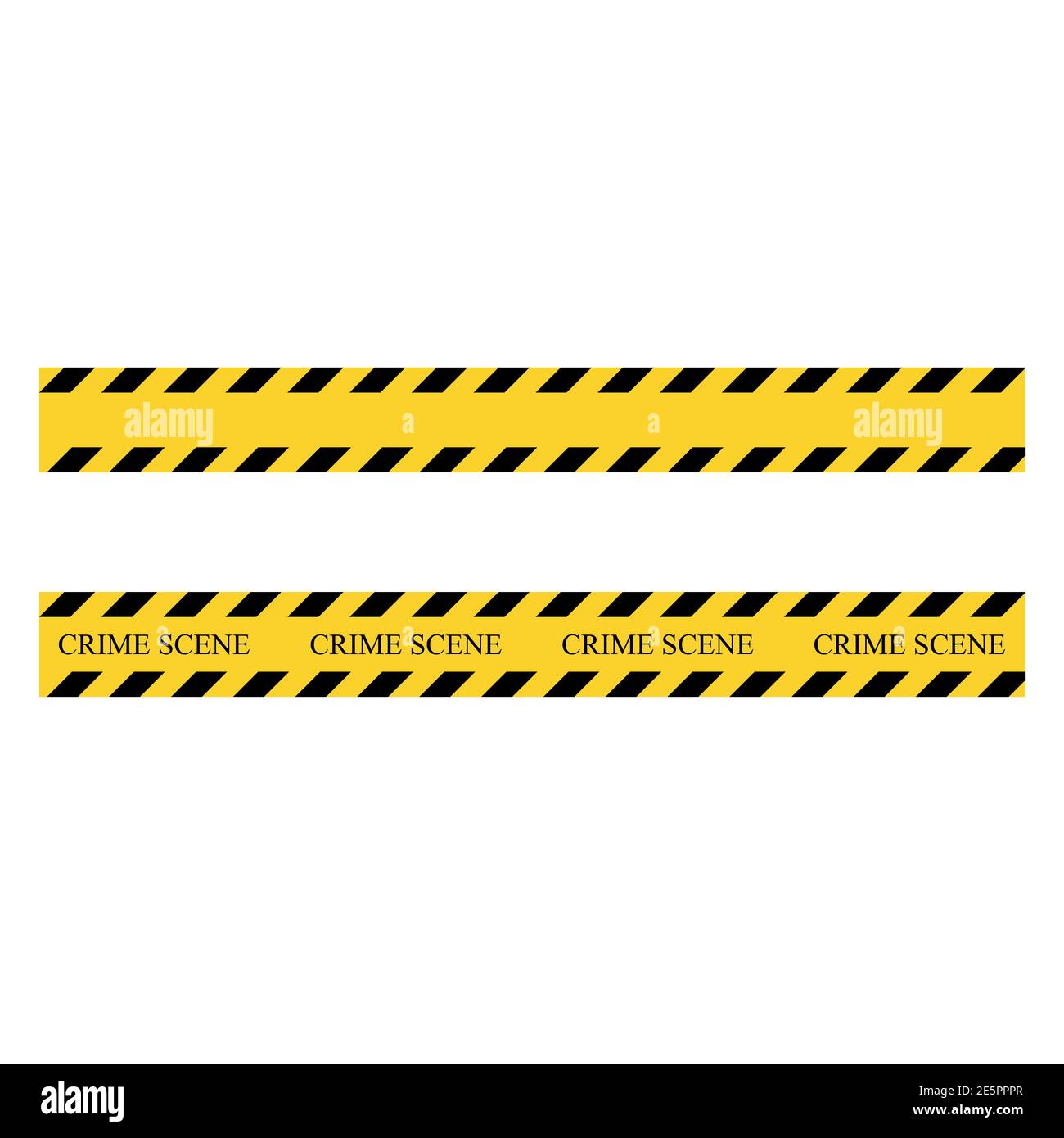 Crime scene stripe. Yellow and black set stripes. Barricade construction tape. Vector illustration isolated on white background Stock Vector