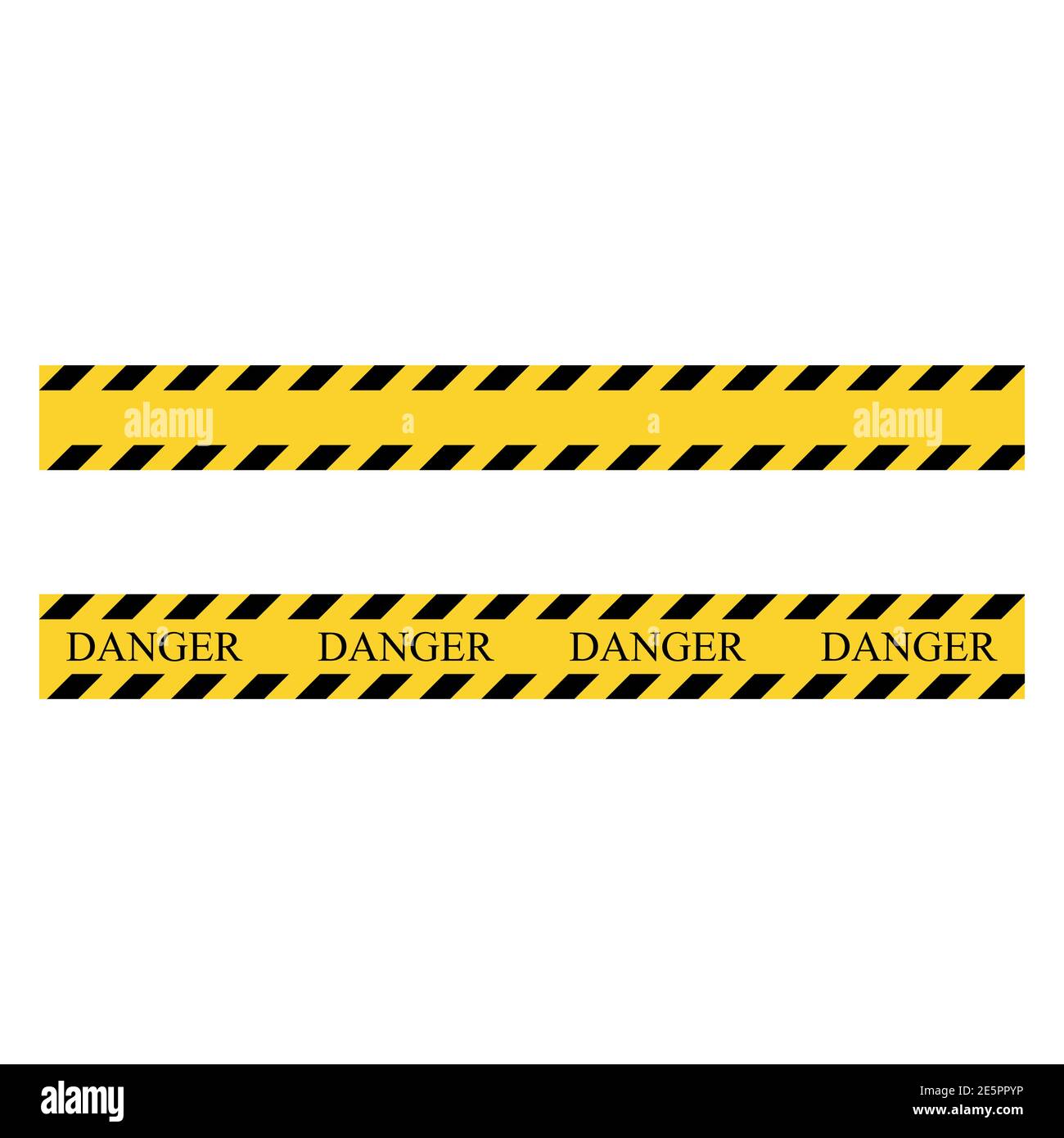 Danger stripe. Yellow and black set stripes. Barricade construction tape. Vector illustration isolated on white background Stock Vector
