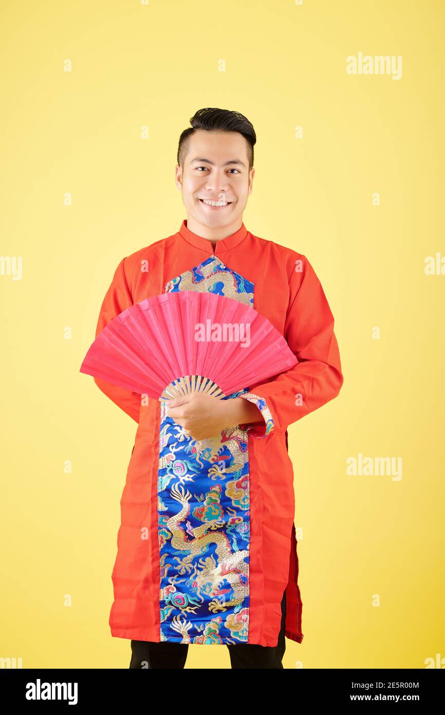 Asian man celebrating Tet Stock Photo