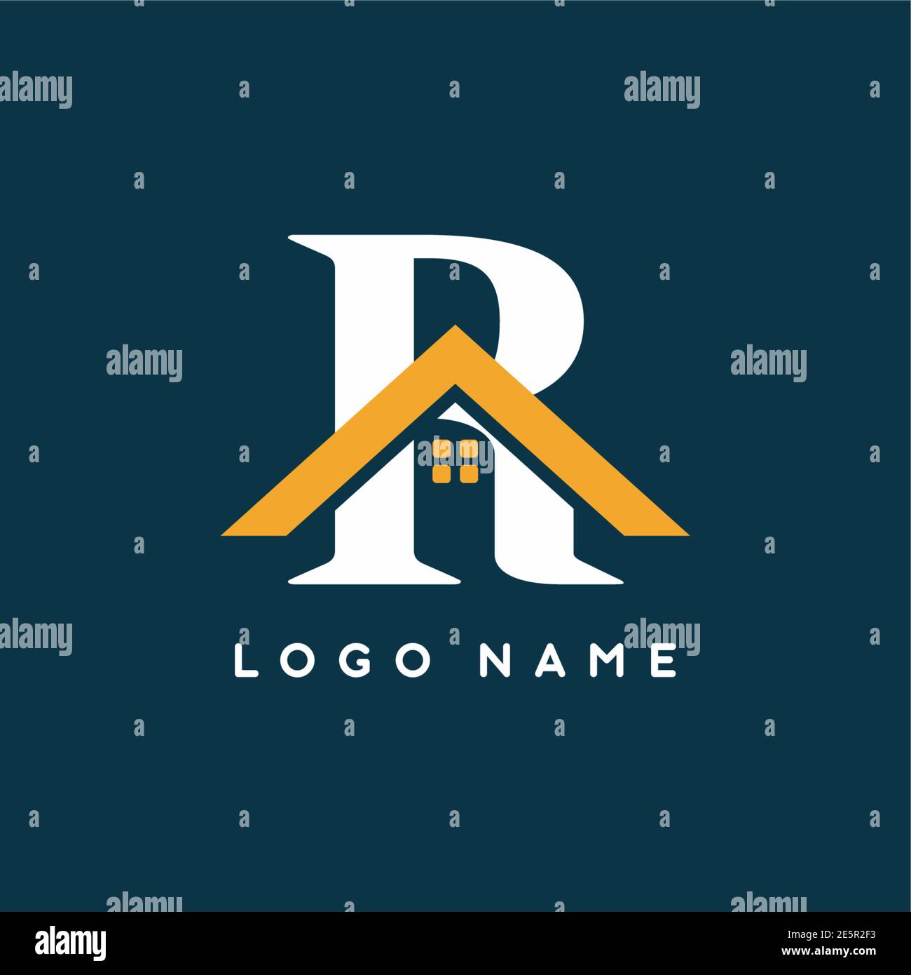 R initial letter with house sign for real estate logo template for ...