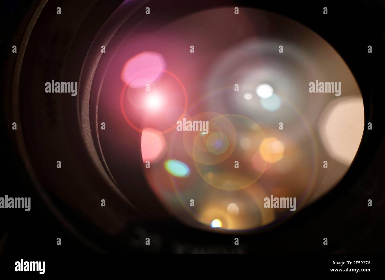 glass camera lens colourful flare effect Stock Photo Alamy