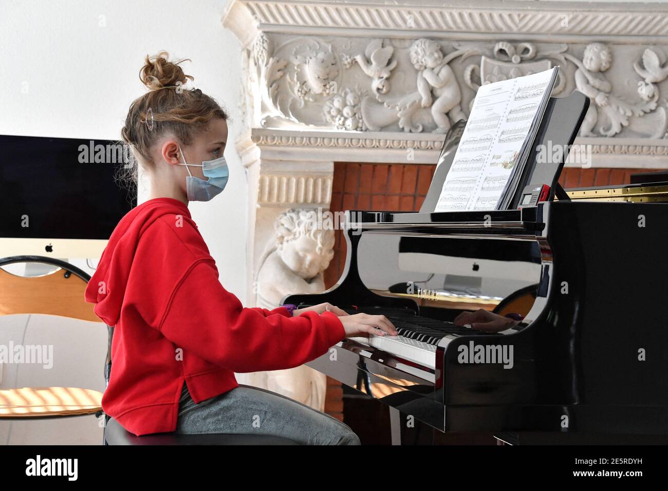 Piano lessons at the Departmental Conservatory of Music and Theater in  Cannes, France on January 27, 2021. The conservatory with departmental  influence of Cannes is a French establishment of artistic education approved