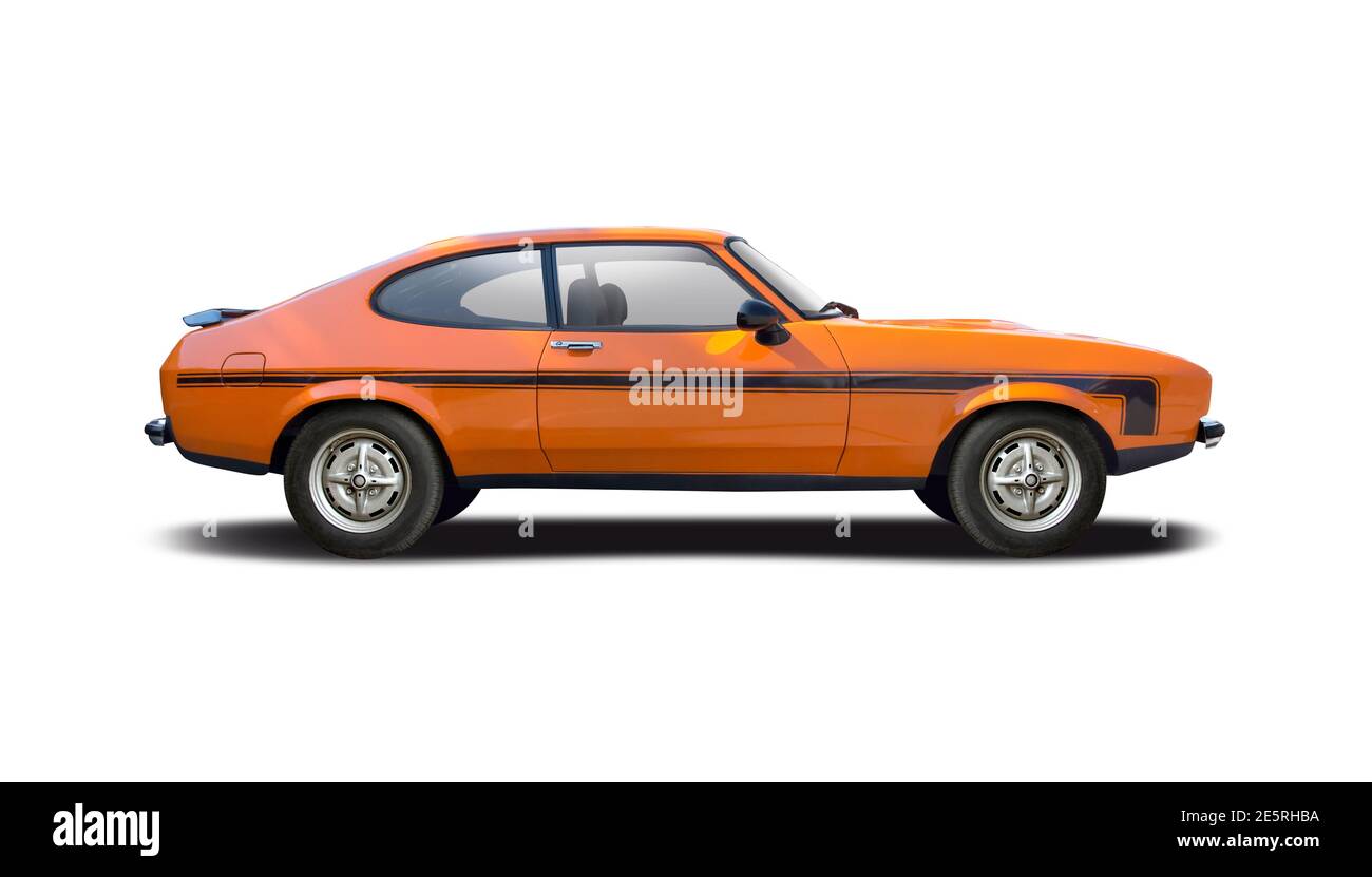 Classic German sport car side view isolated on white background Stock ...