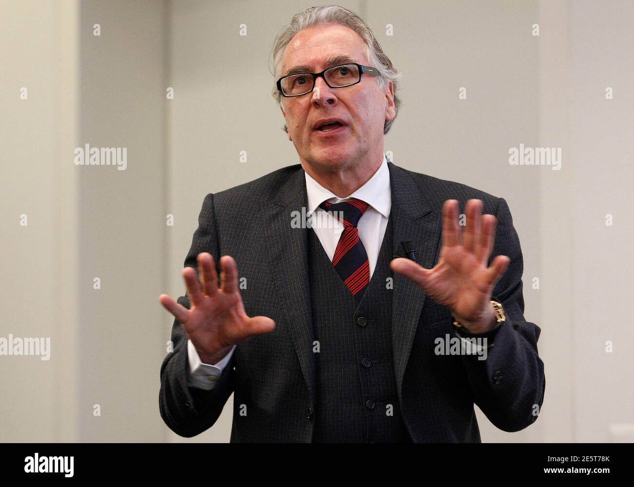 Swiss bank Clariden Leu new CEO Hanspeter Kurzmeyer attends a news  conference in Zurich, November 15, 2011. Credit Suisse Group AG will  integrate private bank Clariden Leu into its organisation, ending the