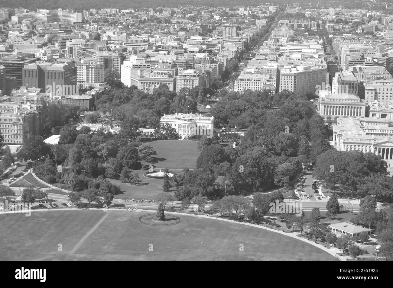 The White House lawn and gardens from the Washington Monument