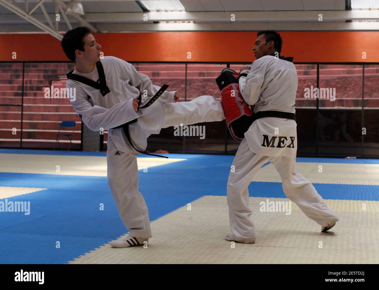 Mexican Taekwondo Fighters And Olympic Hopeful Erick Osornio R And Diego Garcia Practice During A Training Session At The Mexican Olympic Committee Facilities Com In Mexico City April 19 2012 With Success