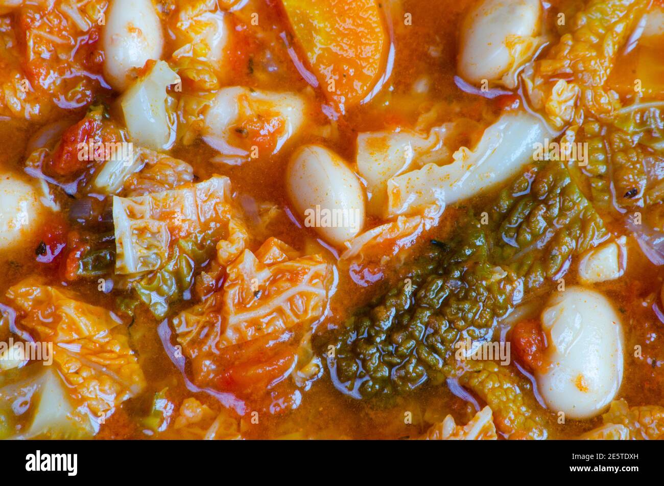Tuscan bean and cabbage soup with vegetables nuritious meal for health