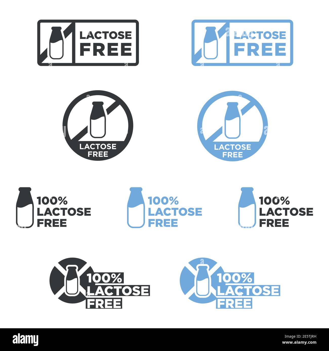 Lactose free icon set Stock Vector