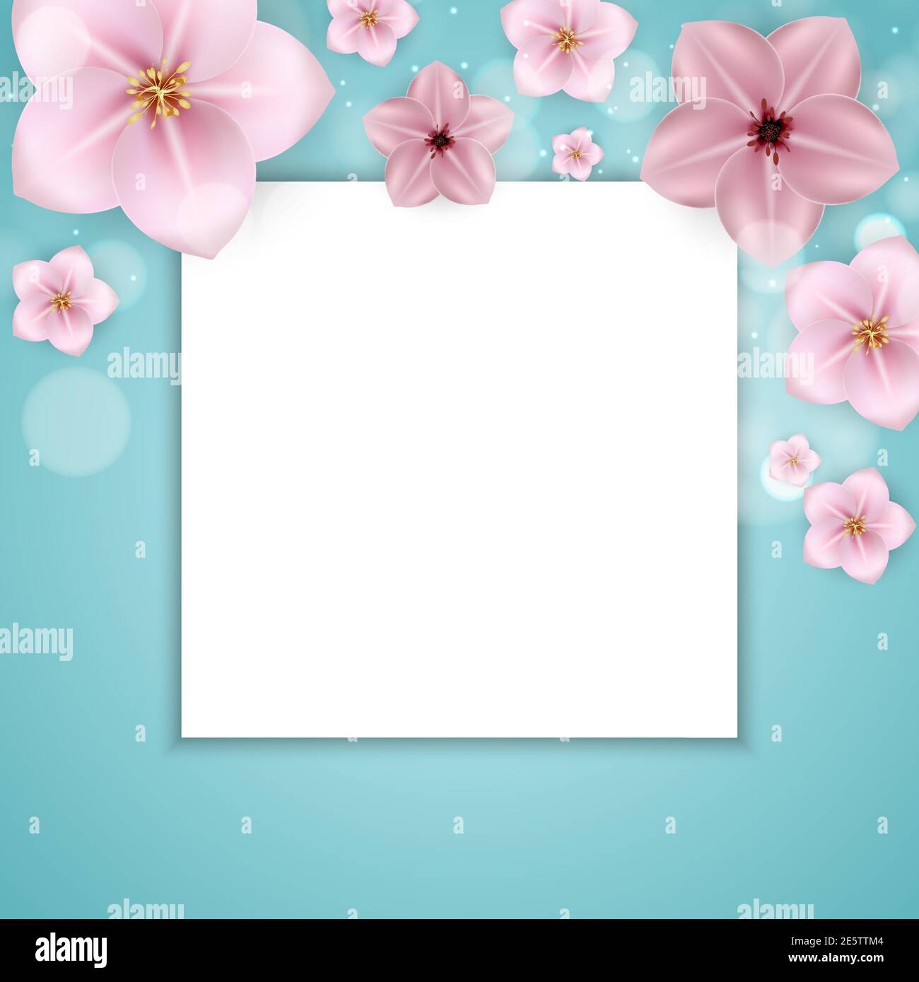 Realistic beautiful 3d sprind and summer pink flower background. Vector Illustration EPS10 Stock Vector