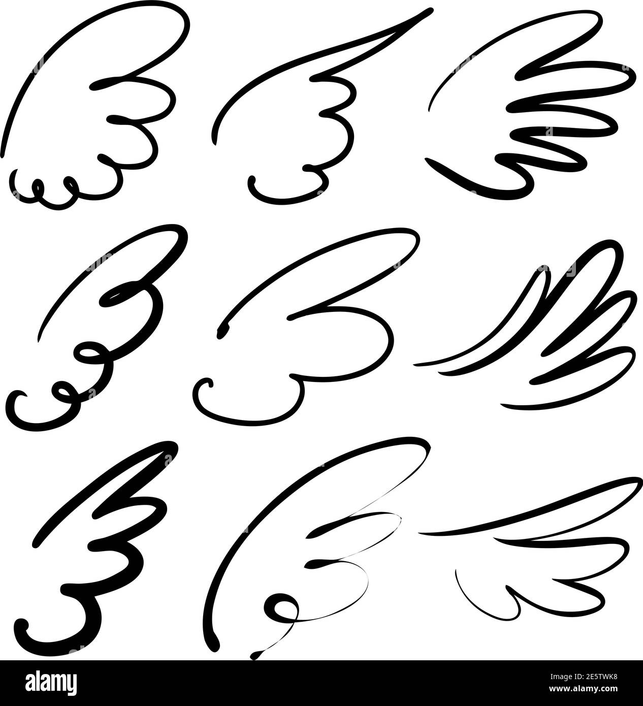 abstract flying dove sketch set icon collection cartoon hand drawn vector illustration sketch. Stock Vector