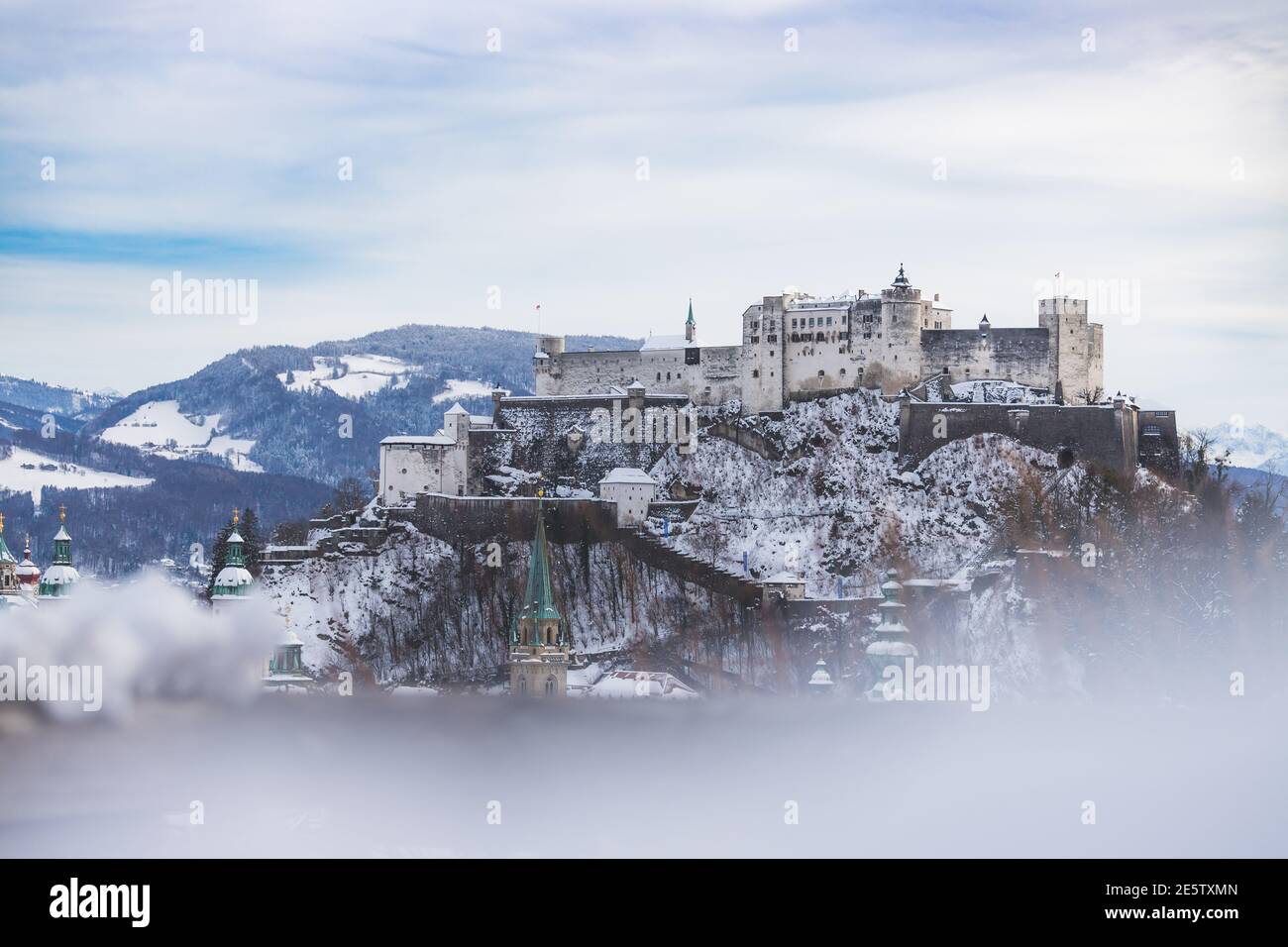 Fortress Hohensalzburg in the Winter, snowy Stock Photo Alamy