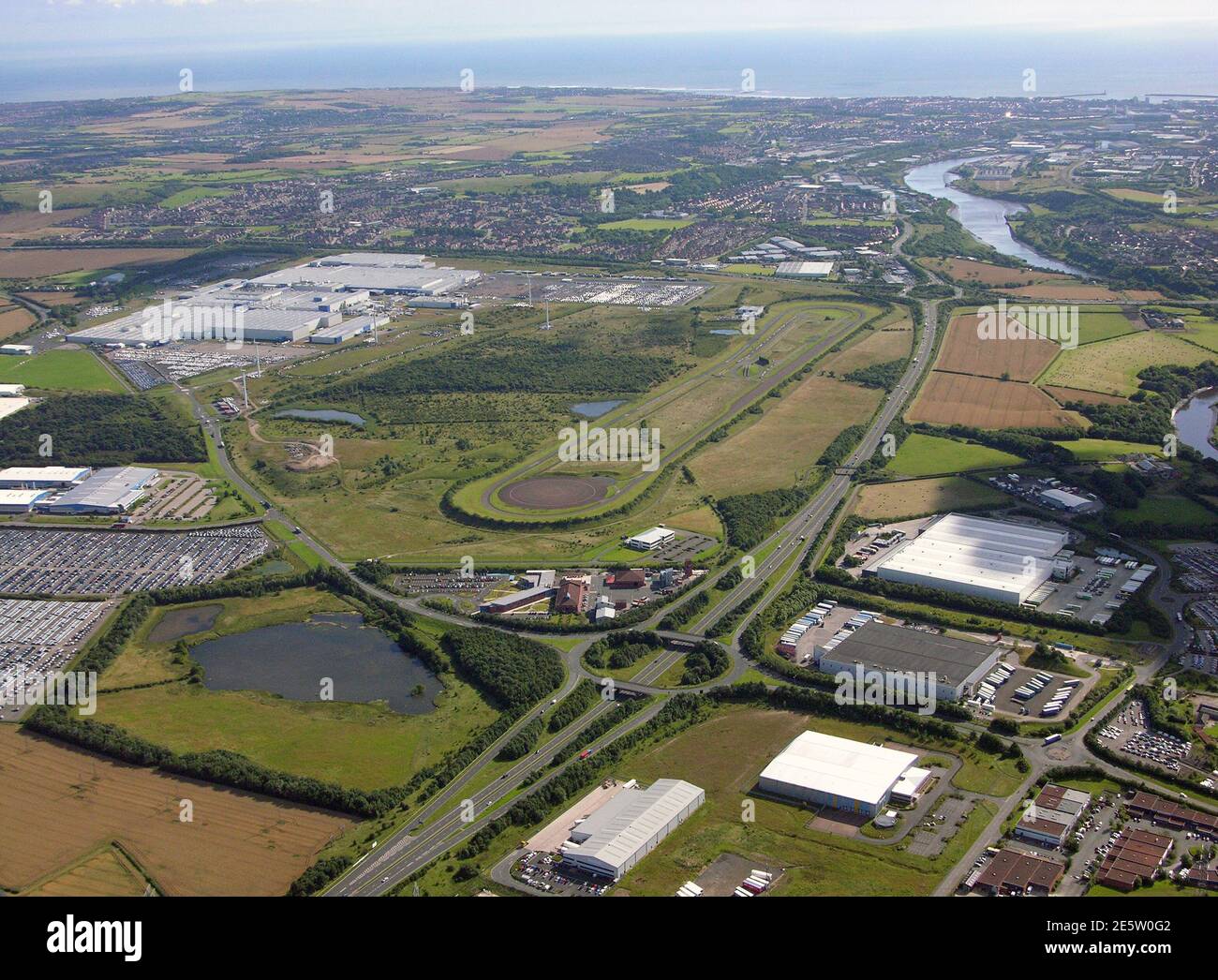 aerial view of the Nissan NMUK Test Track, Sunderland Stock Photo