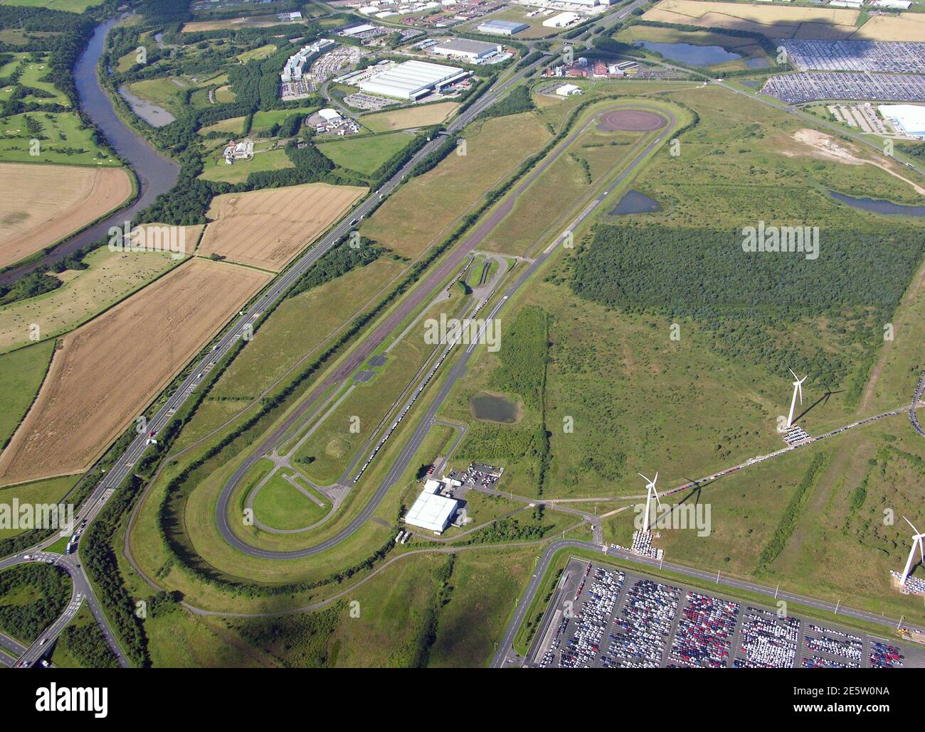 aerial view of the Nissan NMUK Test Track, Sunderland Stock Photo