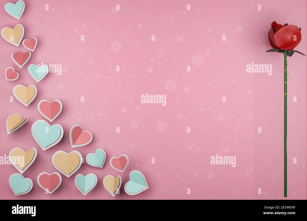 Happy valentines day greetings card design with paper cut pastel heart ...