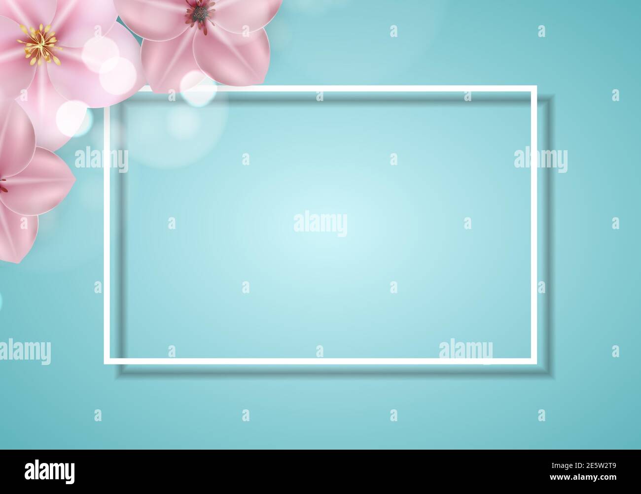 Realistic beautiful 3d sprind and summer pink flower background. Vector Illustration EPS10 Stock Vector