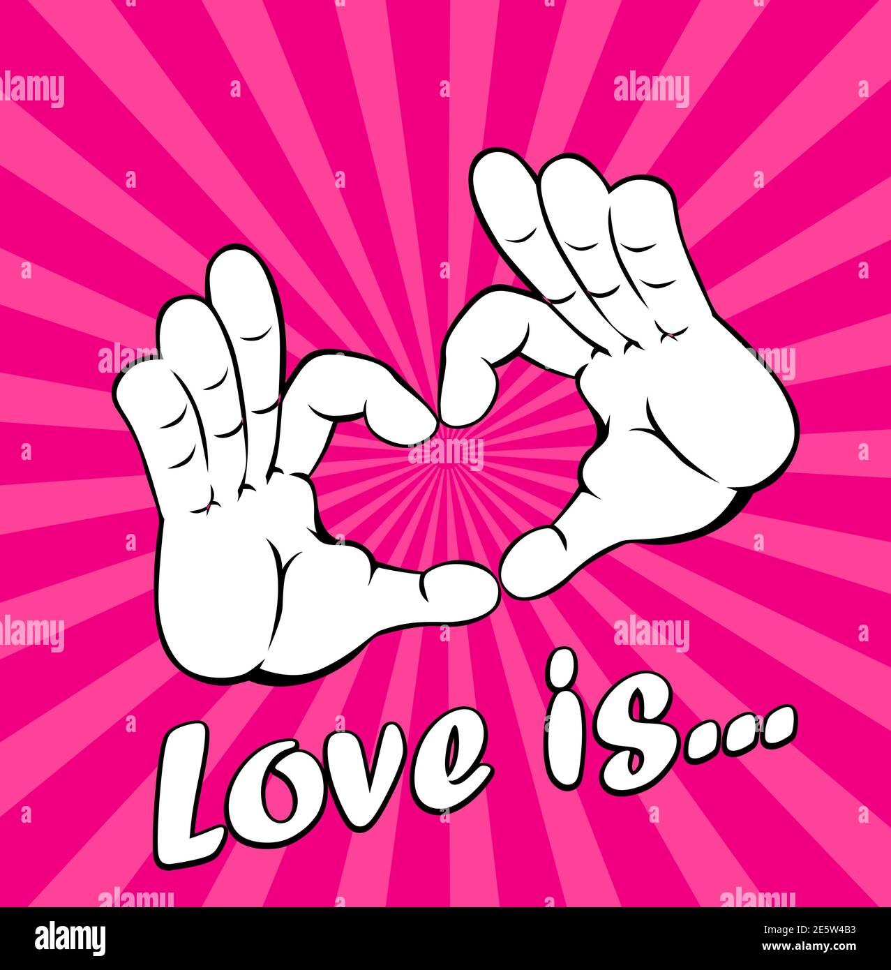 Hands making or formatting heart symbol icon. Vector on pink background Stock Vector