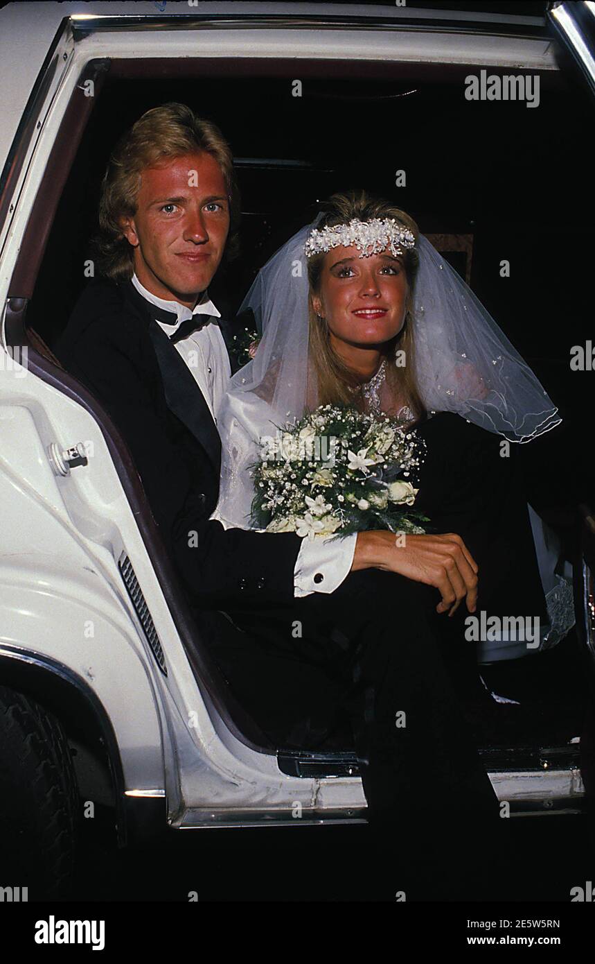 Kim Richards and G. Monty Brinson at their wedding on August 3, 1985 at Beverly Hills Hotel in