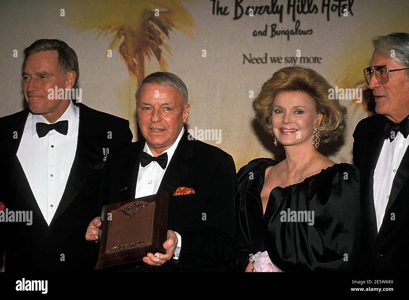 Charlton Heston, Frank Sinatra, Barbara Sinatra and Gregory Peck 1989 ...