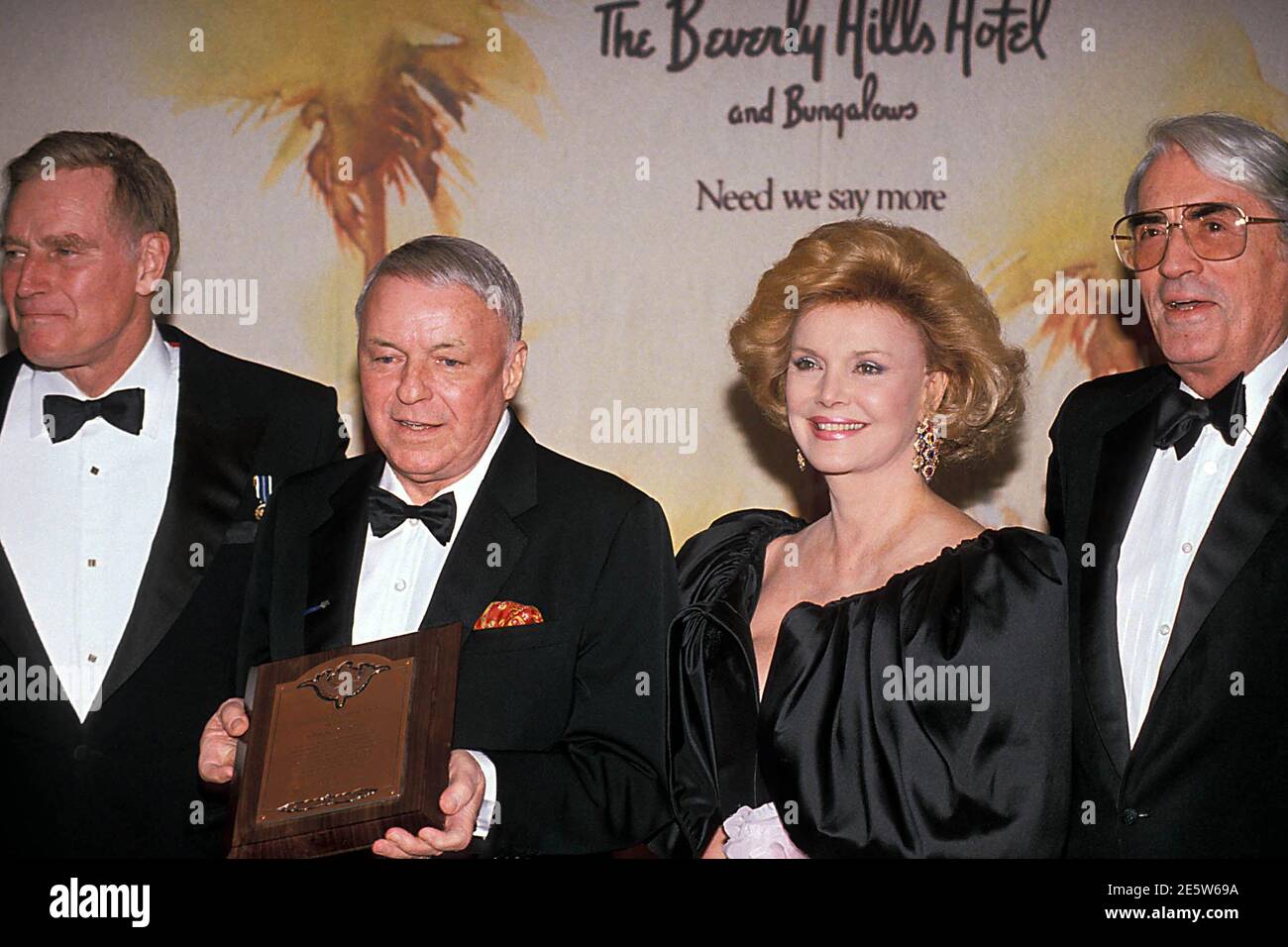 Charlton Heston, Frank Sinatra, Barbara Sinatra and Gregory Peck 1989 ...