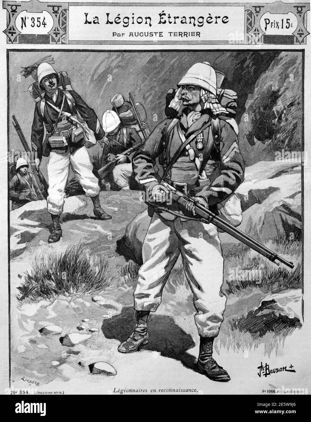 Old Book Cover 'La Légion Etrangère' or French Foreign Legion by Auguste Terrier 1903 Vintage illustration or Engraving Stock Photo