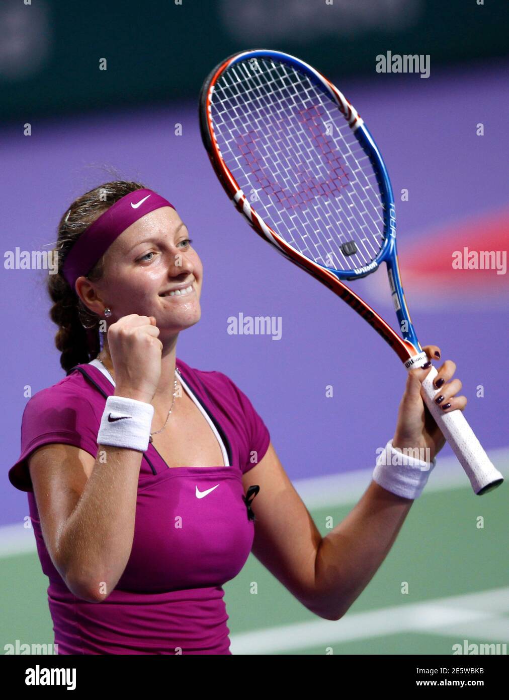 Petra Kvitova of Czech Republic celebrates after defeating Poland's  Agnieszka Radwanska during their WTA tennis championships match in Istanbul,  October 28, 2011. REUTERS/Murad Sezer (TURKEY - Tags: SPORT TENNIS Stock  Photo - Alamy