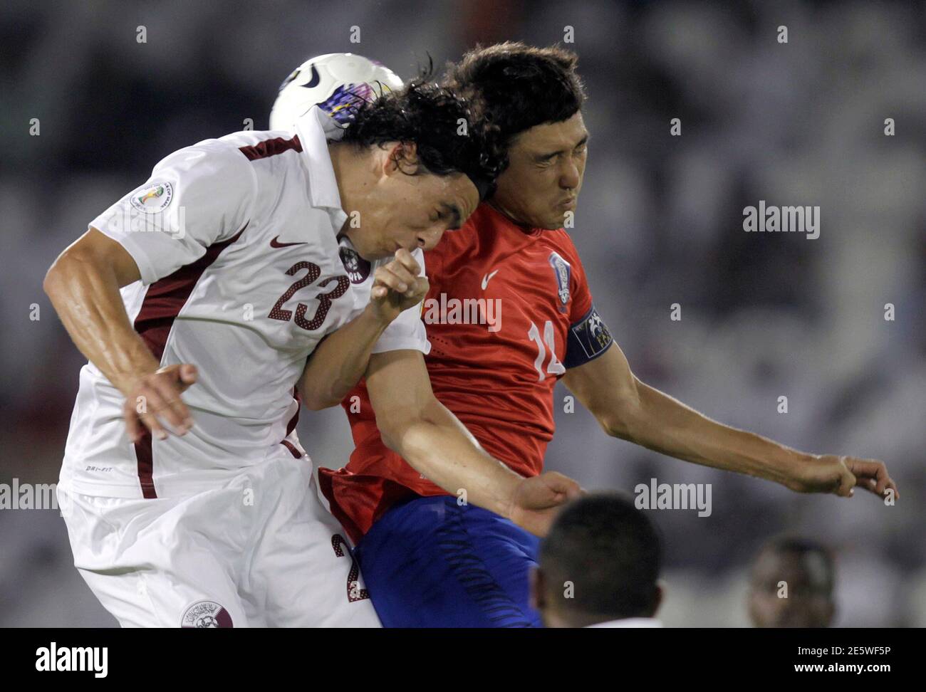 South Korea S Lee Jung Soo R Fights For The Ball With Qatar S Sebastian Soria During Their 14 World Cup Qualifying Soccer Match In Doha June 8 12 Reuters Fadi Al Assaad Qatar s Sport South Korea S Lee Jung Soo R Fights For The Ball With Qatar S Sebastian Soria During Their 14 World Cup Qualifying Soccer Match In Doha June 8 12 Reuters Fadi Al Assaad Qatar s Sport