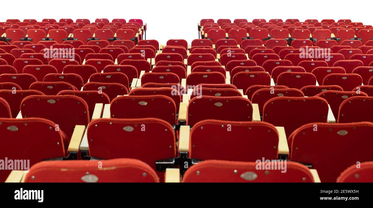 Thatre Chair Rear View Rear view of theater red seats, isolated on white Stock Photo - Alamy