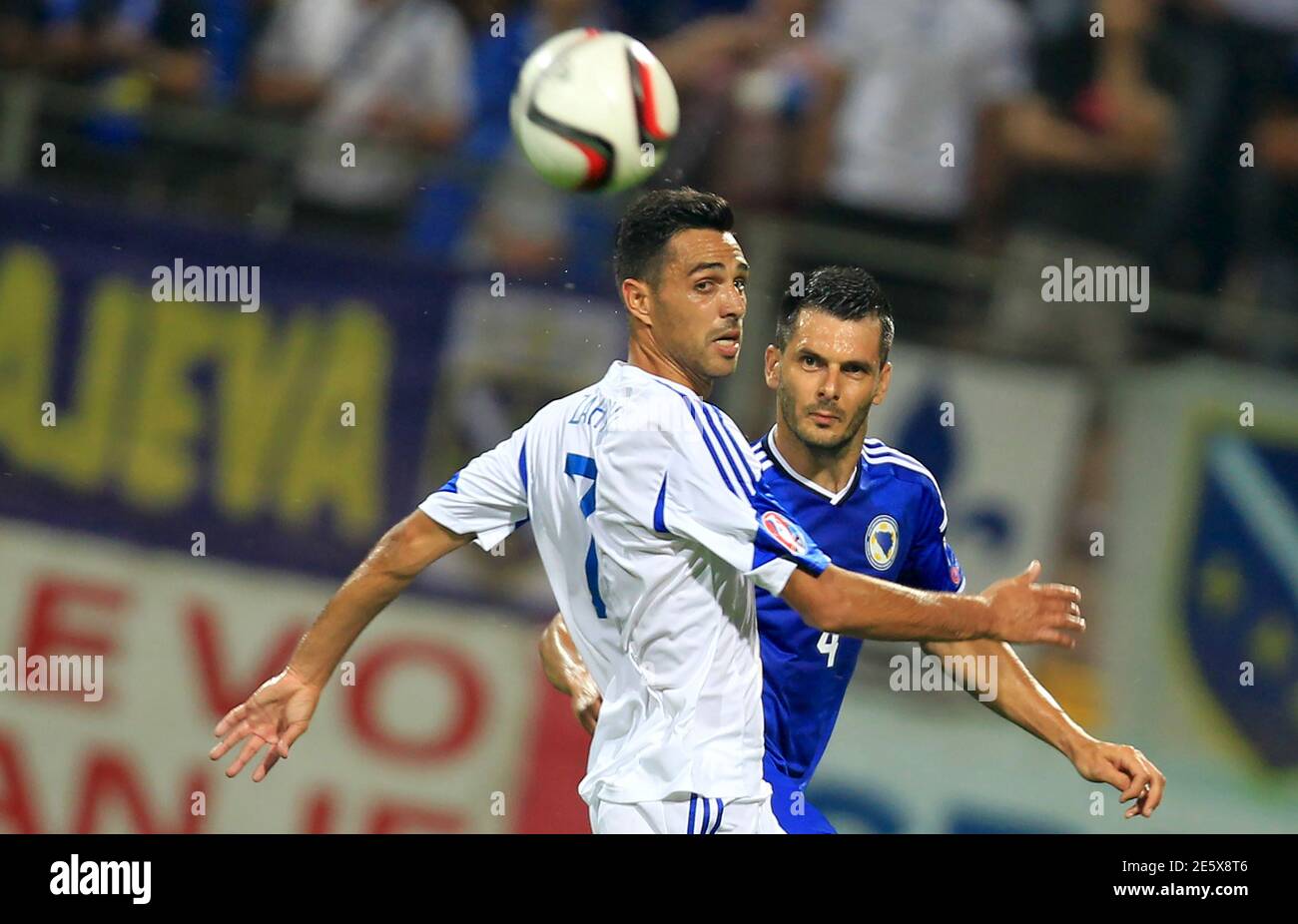 Bosnia S Emir Spahic Fights For The Ball Against Israel S Eran Zahavi L During Their Euro 16 Qualifying Soccer Match In Zenica Bosnia And Herzegovina June 12 15 Reuters Dado Ruvic Stock Photo Alamy