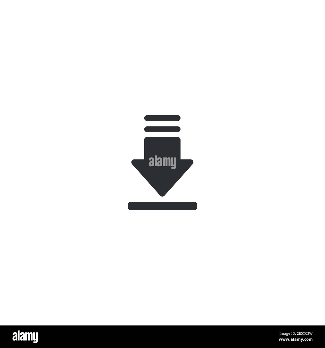 Black arrow down icon. download sign. isolated on white. Vector flat button. Black and white Stock Vector