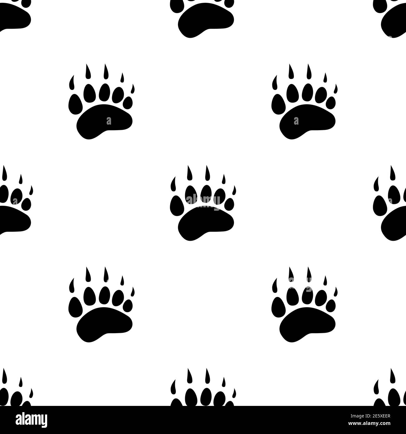 seamless pattern with black bear trace. Vector flat illustration. White  background with polar bear paw footprint, footstep Stock Vector Image & Art  - Alamy