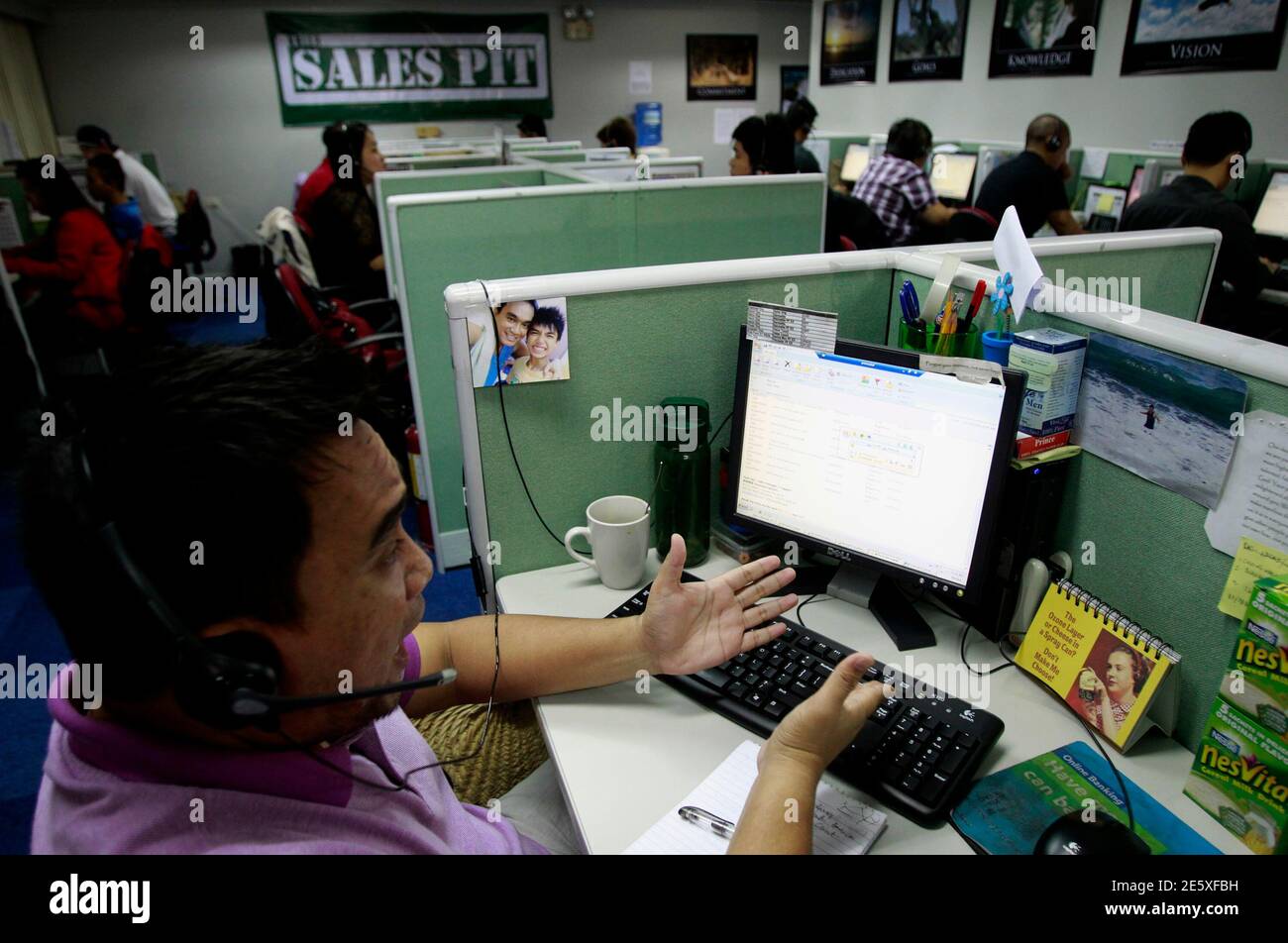 A Call Center Agent Talks To A Client In The United States As He And Other Colleagues Work Overnight Daily In Manila S Makati Financial District February 6 12 The Number Of Filipinos