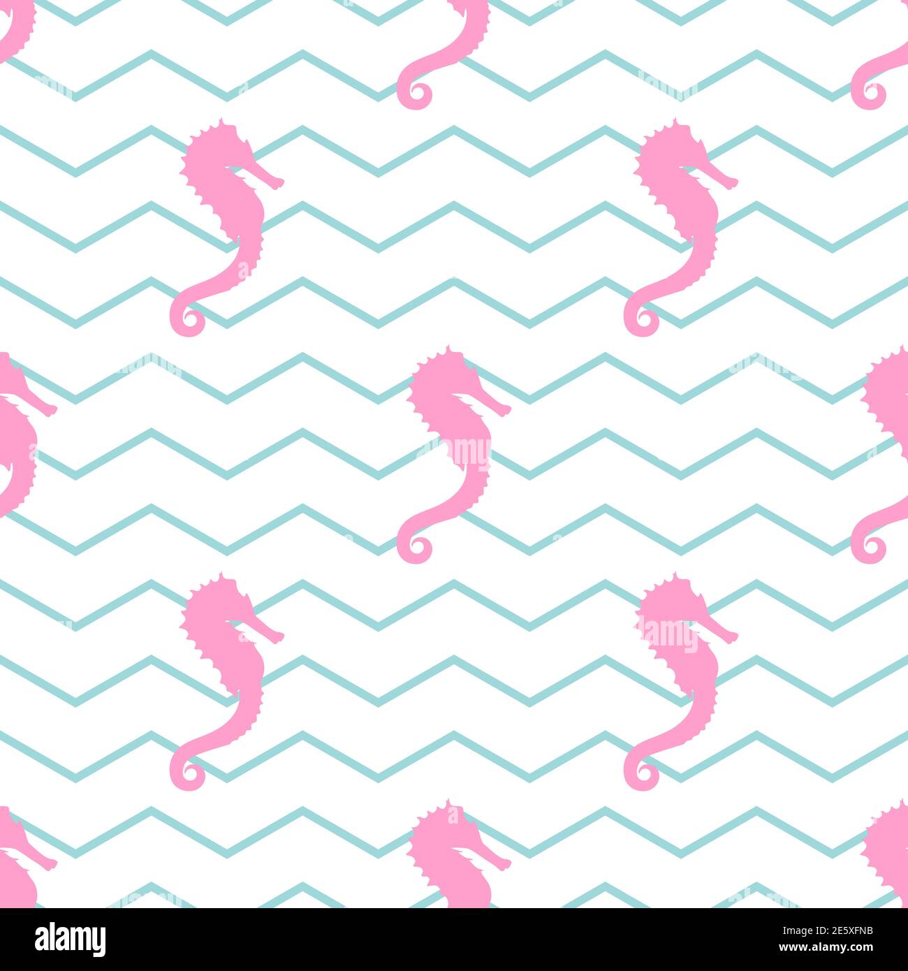 Seamless pattern with pink sea-horse or hippocampus on white background ...
