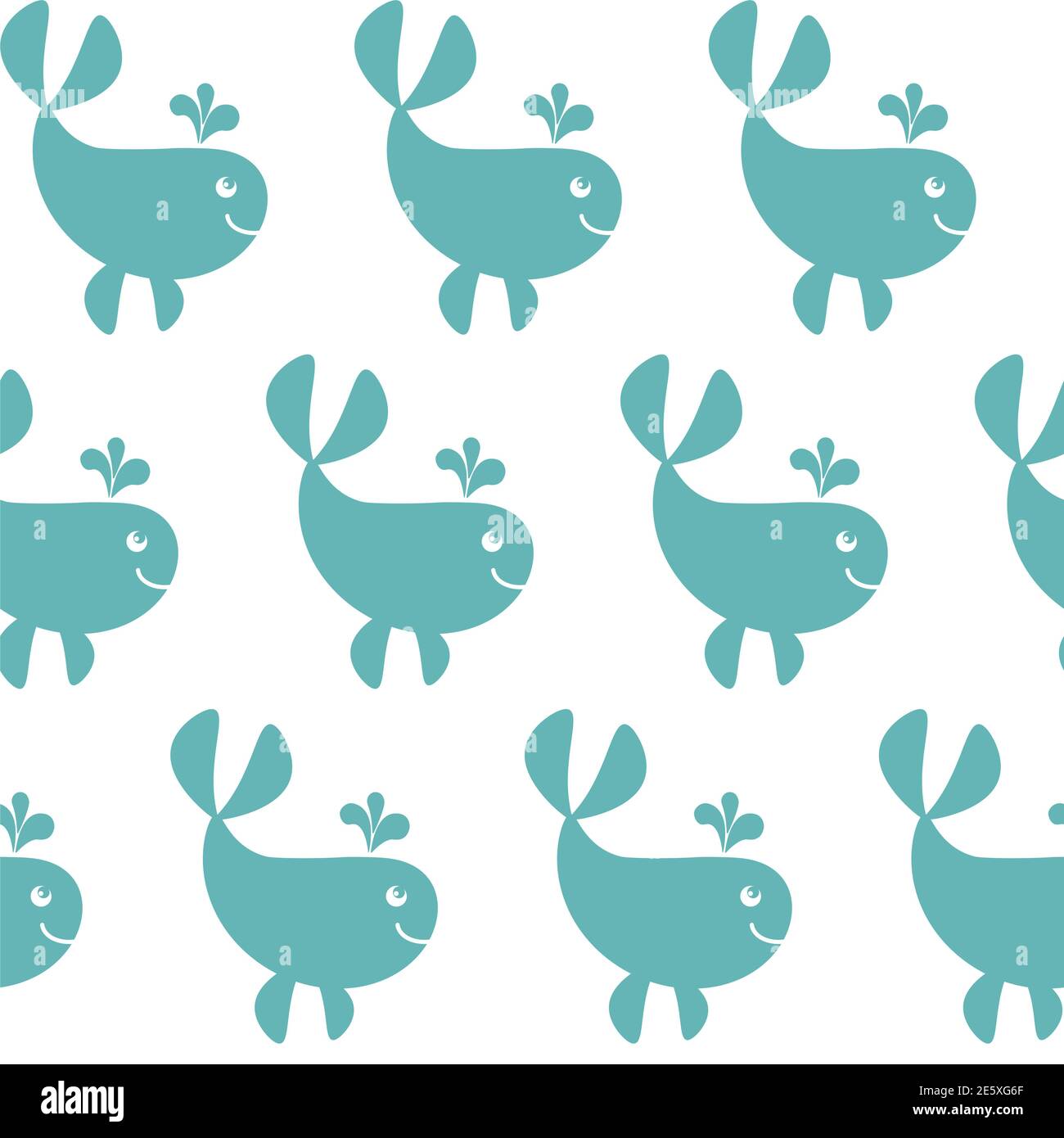 Seamless pattern with cartoon funny white blue whales on white ...